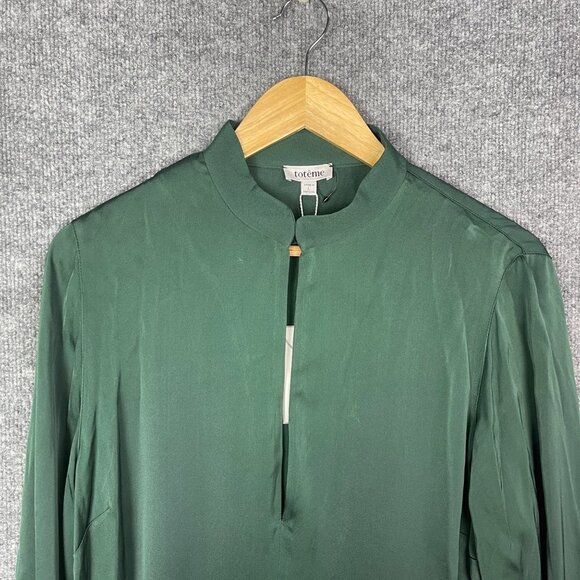 NEW $460 TOTÊME Murau Belted Dress‎ Emerald Green Sz Large Ling Sleeve Classic - Picture 7 of 10